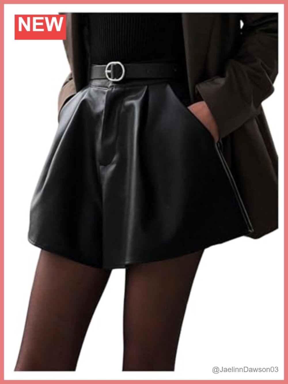 PU Leather Wide Leg Dressy Shorts High Waisted Elastic Waist